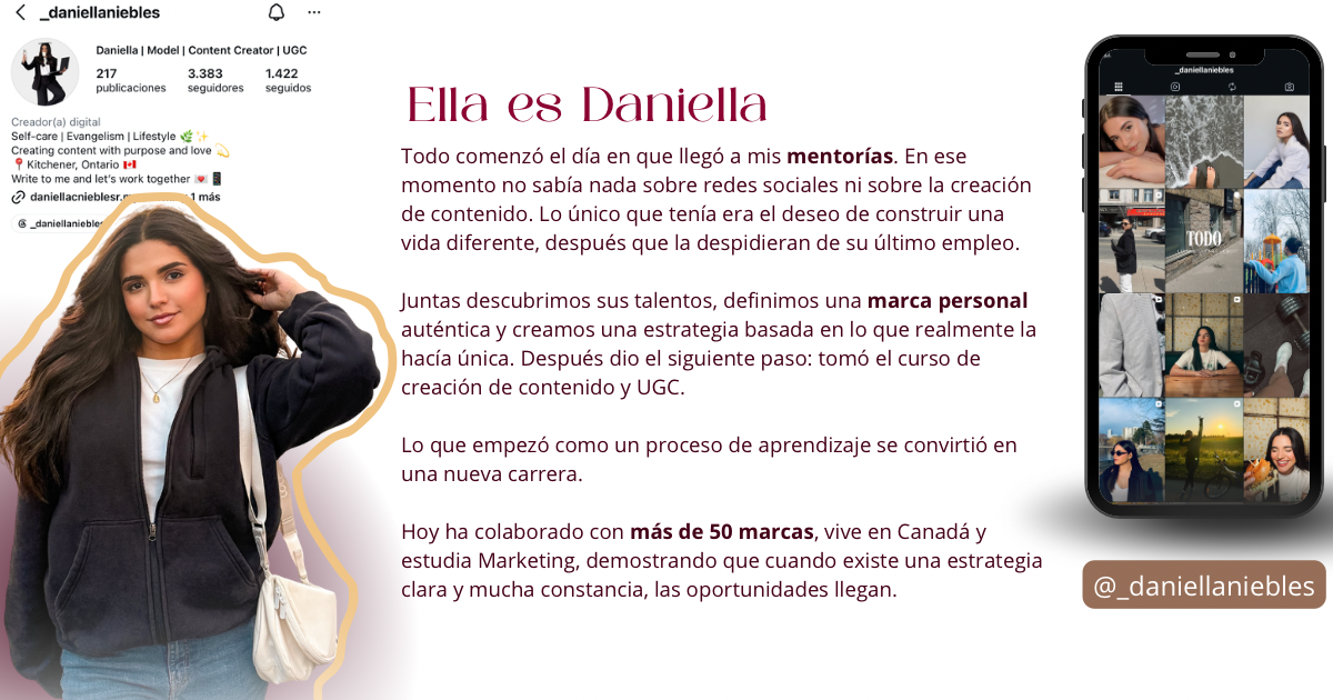 Testimonio de Daniella — creadora de contenido y UGC
